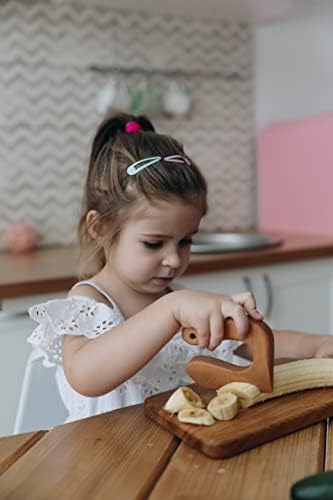 Toddler Wooden Kids Safe Knife, Children's Montessori Utensil Knife, Vegetable and Fruit Chopper, Beech Wood - Image 2