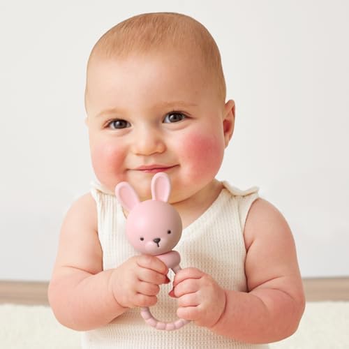 Itzy Ritzy Silicone Rattle Toy, Teething Toy with Soft Jingle Sound (Bunny) - Image 2