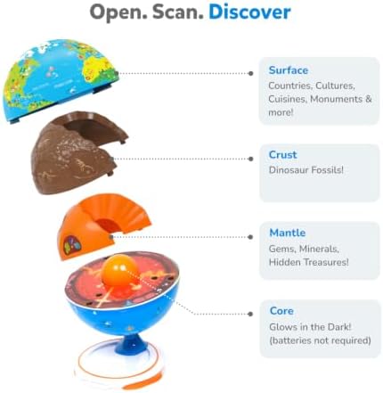 PlayShifu Orboot Core Interactive Globe for Kids Ages 4-10; 3-Layer Openable Earth Globe with AR App; Explore Earth's Surface, Fossils, Minerals & Glowing Core; STEM Science & Geography Gift - Image 3