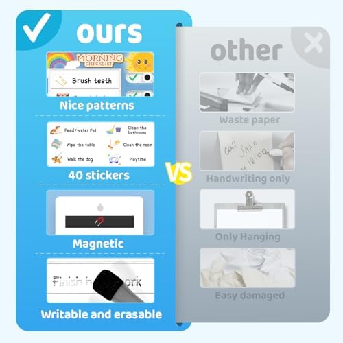 Chore Chart for Kids: Dry Erase to Do List, Morning/Bedtime Routine Chart, Magnetic Checklist, Toddler Visual Schedule, Daily Behavior Chart for Fridge (4 Pack) - Image 3