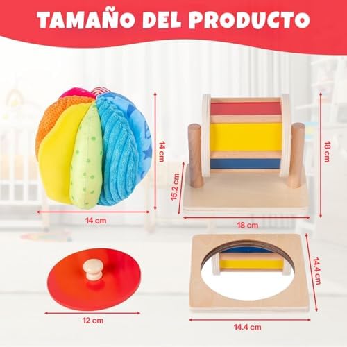 Adena Montessori Play Kit: Knob Puzzle, Drum & Ball, 6-12m - Image 3