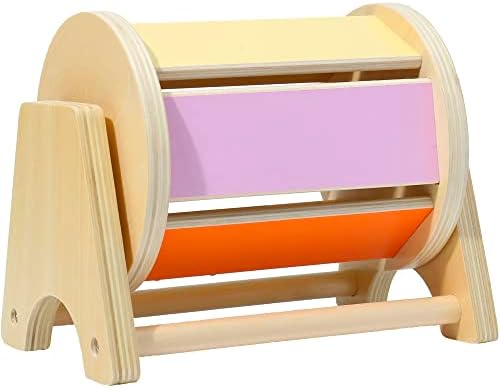 Montessori Mama Spinning Rainbow Drum: Montessori Toys for Babies 6 Months Wood-Constructed Educational Montessori Baby Toys for Babies 6-12 Months with Sensory Audible Bells by MontessoriMama