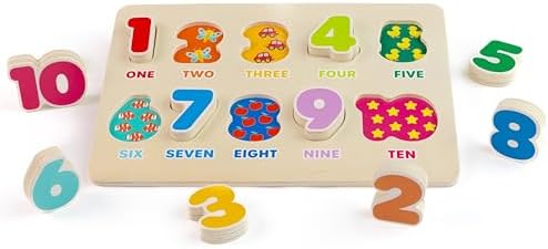 Jasey's Toy Chest Wooden Number Puzzle | 1-10 Numbers Learning Puzzle with Easy-Grip Pieces | Preschool Educational Toy for Toddlers Ages 18+ Months by JaseysToyChest