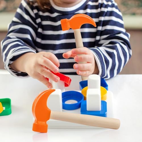 Hxezoc Wooden Hammer Toys Simulation Hammers Maintenance Tools Educational Toys for Kids Birthday Party Games Supplies (Orange) - Image 3