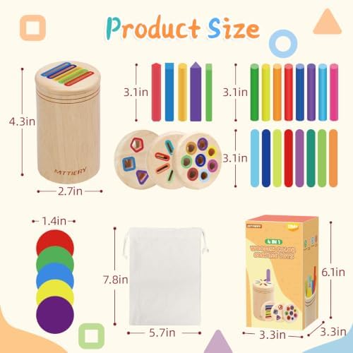 4 in 1 Wooden Color Sorting Toy, Montessori Toys for 2 3 4 Year Old - Image 4