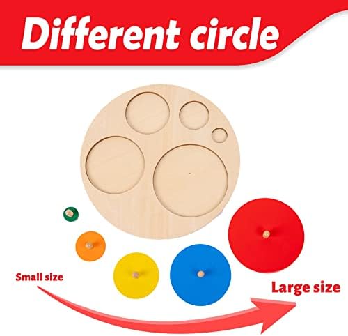 Montessori Toys for 3+ Years Old-Shape Puzzle Board,Wooden Peg Circle Puzzle,Jumbo Knob Puzzles for Baby Games Shape Sorter First Baby Puzzle for Toddler Gift for Boys Girls(Multiple Circle Puzzles) - Image 4