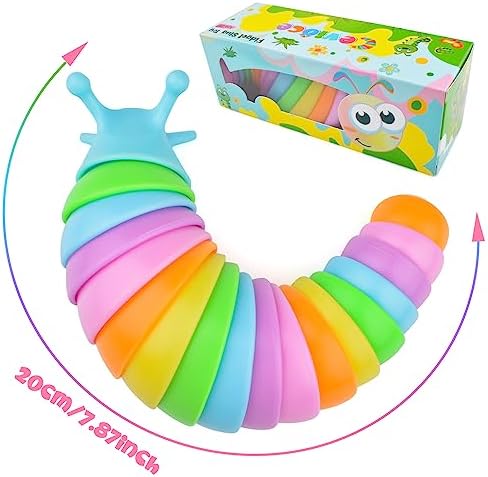 Cevioce 6 Sensory Slug Fidget Toys, Adults & Kids Party Favors, Autism Sensory Toys for 3+ Year Olds - Blue - Image 3