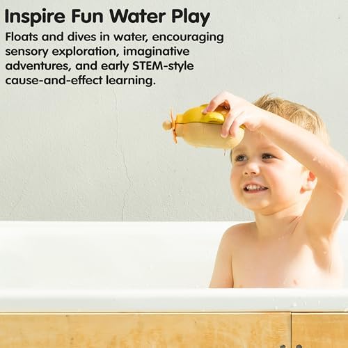 PlanToys® Submarine Wooden Baby Bath Toy for Toddlers, Waterproof Pool Fun - Image 5