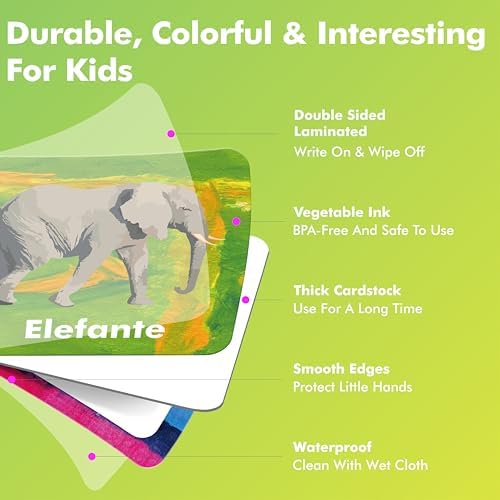 Hebayy 36 Pairs Animal Matching Game, 72PCS Spanish Flashcards 36 Designs Memory Cards Educational Learning Toys for Preschool 4 5 6 Years Old (Each Measures 2” X 2”) - Image 3