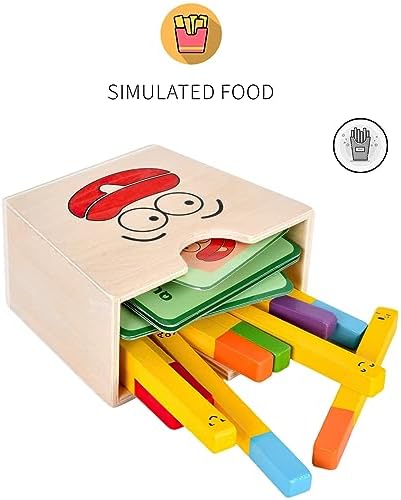 Wooden French Fries Sorting & Stacking Toys, Montessori Toys for 3+ Year Old, Preschool Educational Toys to Develop Fine Motor Skills - Image 3