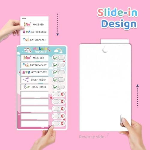 Upgraded 2 in 1 Bedtime/Morning Routine Chart - Magnetic Chore Chart, Cute Visual Schedule Board, Dry Erase Checklist for Kids & Toddlers - Image 5