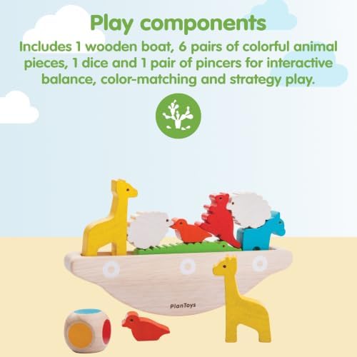 PlanToys® Balancing Boat Wooden Game for Kids Ages 3+ Montessori Fun Set - Image 2