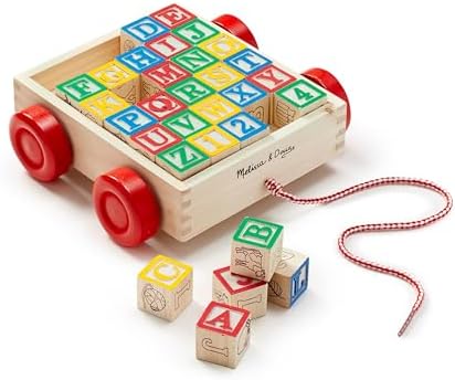 Melissa & Doug Classic ABC Wooden Block Cart Educational Toy with 30 1-Inch Solid Wood Blocks, Multicolor by Unknown