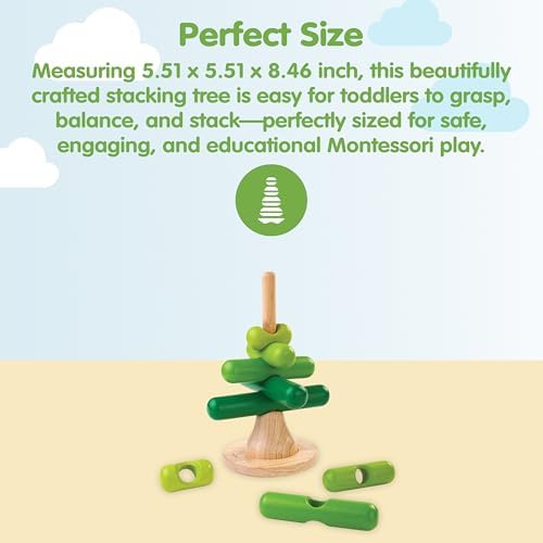 PlanToys® Montessori Wooden Tree Stacking Toy, Color Sorting Kids Playset - Image 2