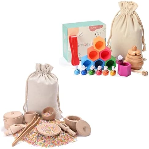 Montessori & Waldorf Sensory Bin Toys - Pretend Play Dish & Tongs, Fine Motor Learning Toys for Toddlers by MONTPLEASANT
