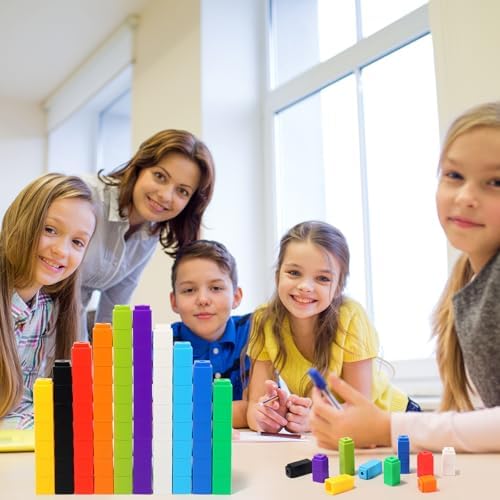 200 Pcs Blue Linking Cubes for Math Counting Cubes Manipulatives Plastic Counting Block Manipulative Classroom Learning Supplies for Educational Preschool Activities Boy Girl (Blue) - Image 7