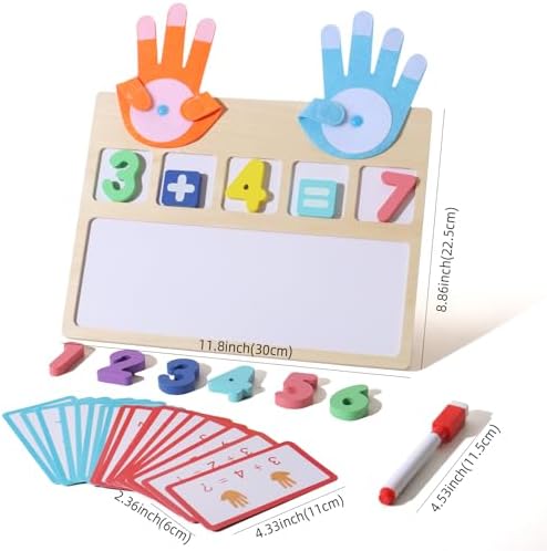 BESTAMTOY Montessori Math Board Toy - Double-Sided Finger Counting & Number Tracing Board Number Blocks, Wooden Math Manipulatives for Kids Ages 3-6, Preschool Classroom Homeschool Educational Games - Image 7