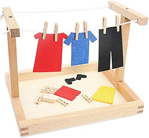 Montessori Wooden DIY Mini Simulation Clothes Drying Frame Clothes Suit Toys for Kids Children Basic Life Practice Training Toy - Image 2
