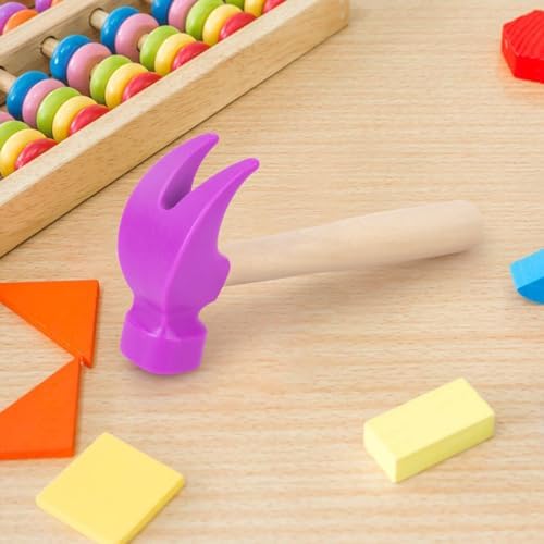 Fowecelt Wooden Hammer Toys Simulation Hammers Maintenance Tools Educational Toys for Kids Birthday Party Games Supplies (Purple) - Image 7