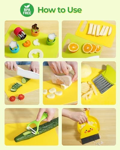 melican Kids Knife Set, 15 Pcs Montessori Kitchen Tools, BPA - Image 2