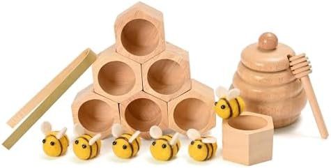 Sorting Stacking Wooden Toys for Toddlers, Wood Bee Hive - Image 5