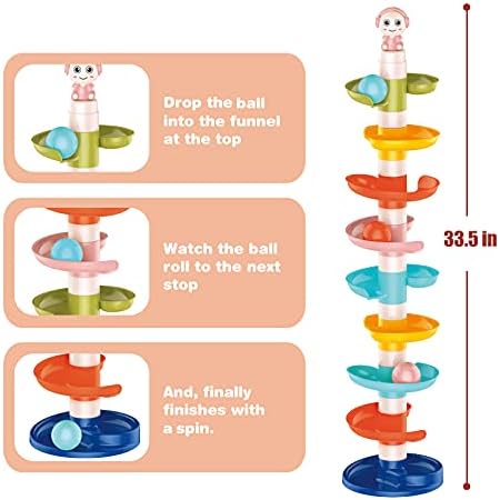 Ball Drop Toy for Toddlers, 9-Layer Spiral Tower with 3 Rolling Sound Balls - Image 3
