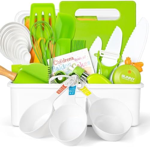 Suhctuptx Kids Real Cooking Set, Montessori Kitchen Toys for Toddlers, Kids Cooking & Baking Set with Storage Case Timer Kid Safe Knives Cutting Board, Toddler Birthday Gifts Toys for Girls Boys by SuhctuptxAccompanyUInLife