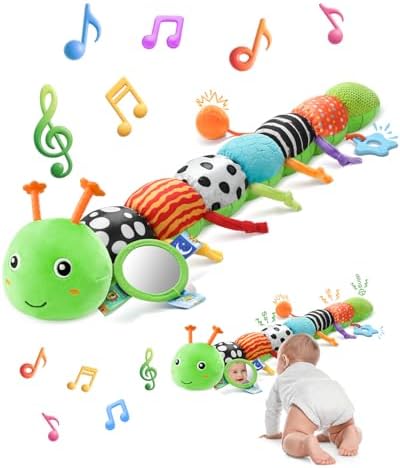AWOTOY Baby Toys Sensory Music Caterpillar Stuffed Animal Infant Toys,Green by AWOTOY