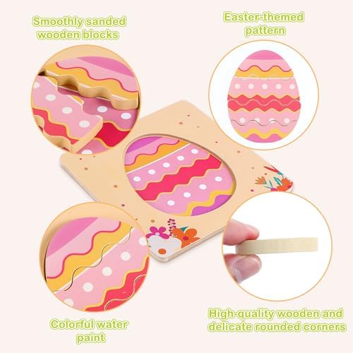 Easter Wooden Puzzles for Toddler - 4 Pack Basket Stuffers Fillers Puzzle Toys for Boys Girls, Jigsaw Learning Educational Gifts Party Favors for Kids - Image 3