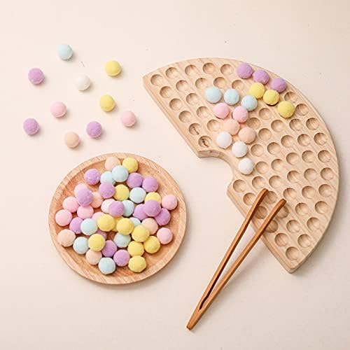 ibwaae Wooden Peg Board Beads Game Color Sorting Toys Counting Matching Game Bead Counting Fine Motor Skill Montessori Toys for Toddlers (Macaron Color) by ibwaae