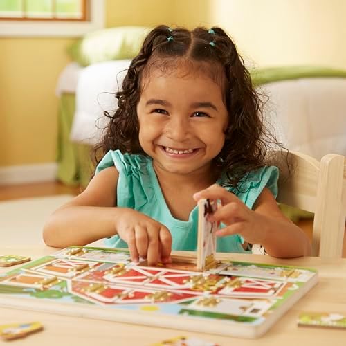 Melissa & Doug Hide and Seek Farm Wooden Activity Board with Barnyard Animal Magnets (Pack of 12) - Image 2