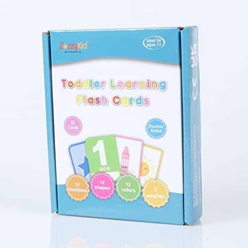 ZazzyKid Flash Cards for Toddlers - 52 Double Sides Cards for Numbers, Colors, Shapes & Weather - Learning & Education Toys for Preschool - Image 6