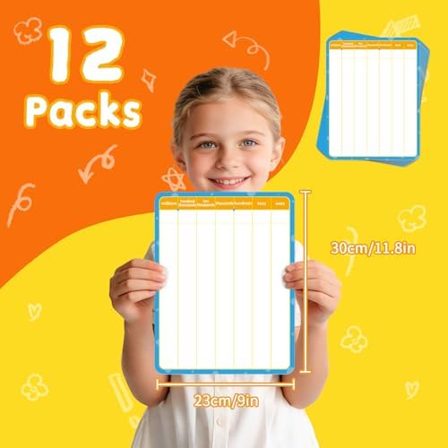 12 Pack Double Sided Division Dry Erase Board,12" x 9" Multiplication Flash Cards,Math Manipulatives Small White Board for Kids,Math Games Chart for Preschool Learning,Homeschool Essentials - Image 2
