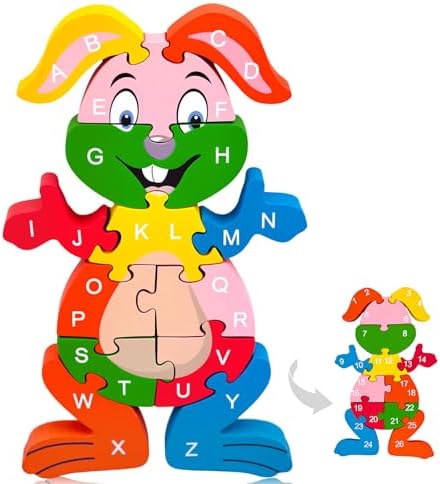 LovesTown Puzzle for Kids, Wooden, 3D Rabbit Shape by Lovestown