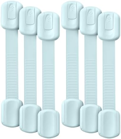 Bates- Child Safety Strap Locks, 6 Pack, Pastel Blue, Baby Cabinet Locks by BatesChoice