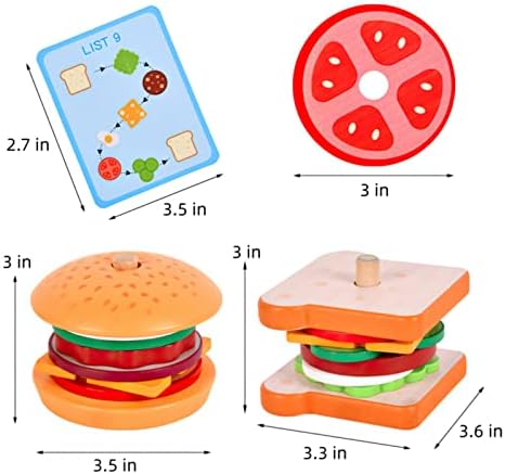 Wooden Burger Sandwich Stacking Toys for Kids, Play Food Toy, Montessori Toys for 3+ Year Old, Preschool Educational Toys to Develop Fine Motor Skills - Image 5