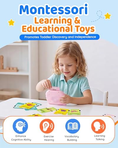 Aullsaty Talking Flash Cards for Toddlers 1-5 Years Old, Upgraded 536 Sight Words with 6 Songs Montessori Autism Sensory Toys, Educational Learning Speech Therapy Birthday Gifts for Boys Girls (Pink) - Image 7