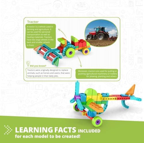 Engino QBOIDZ Farm Tractor, Building Blocks Ages 4+, STEM Toys for Boys & Girls, Building Kit, Preschool Educational Toys Combining Fun with Science, Technology, Math (10 Models) - Image 4