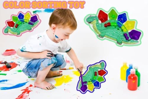 Dinosaur Color Sorting Toys Sensory, Toddler Sensory Toys, Travel Toy for Toddlers 1-3,Squeeze Fidget,Sensory Sorting Game, Educational Toy for Boys Girls Ages 3-5 - Image 4