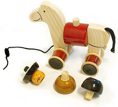Maya Organic Handmade Wooden Stacker & Pull Toy Rodeo with Galloping Motion, Made Using Natural Colors for Toddlers 18 Months Old and up, Helps in Early Education and Development | HEE HAW - Image 3