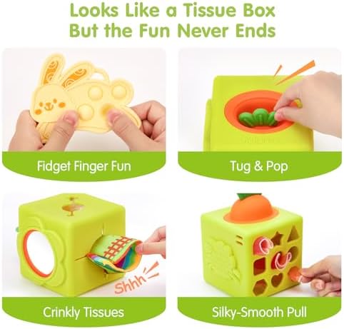 hahaland Silicone Baby Tissue Box Toy - Montessori Baby Toys 6-12 Months - Image 4