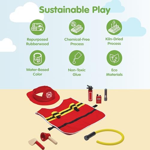 PlanToys® Firefighter Play Set with Pretend Rescue Kit, Helmet & Jacket - Image 3