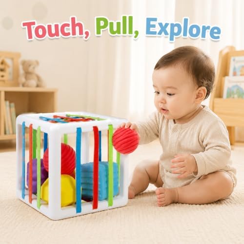 Montessori Toys for 1 Year Old - 6 Pc Shape Sorter Activity Cube - Image 3
