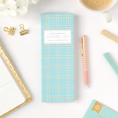 Passionate Penny Pincher Planner Daily Chore List Notebook | Blue Plaid Design | Undated 3-Month Supply | Planner 2026 for Tasks & Routines | 90 Perforated Pages | Matte Lamination Finish | 3.5” x 9” by PASSIONATEPENNYPINCHER