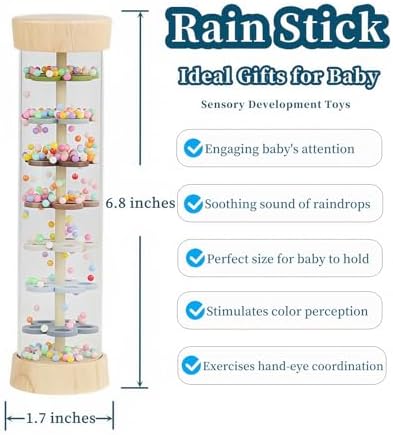 Oneshow Wooden Rain Stick Montessori Toys for Baby 12-36 Months, Rainmaker - Image 2