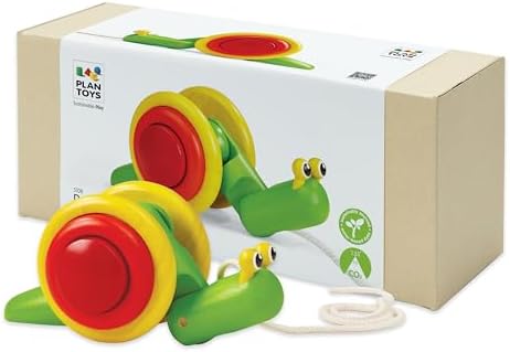 PlanToys® Snail Pull Toy for Toddlers Eco-Friendly Wooden Walking Kids Set by PlanToys
