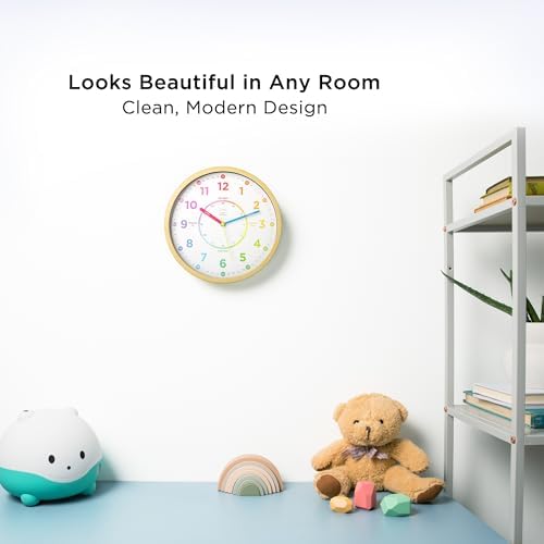 LittleHippo Learning Clock for Kids for Teaching to Tell Time - Kid's Analog, Silent, Non-Ticking Wall Clock for Bedrooms, Nursery, Playroom, School Classroom, Study to Learn to Tell Time - Image 6