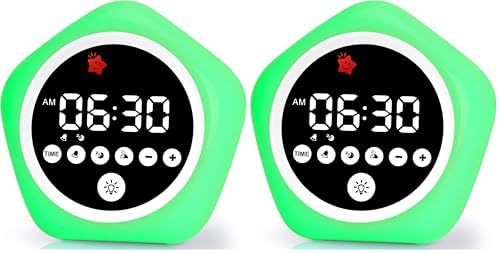 Kids Alarm Clock, Ok to Wake Clock with Green Light Red Light, Toddler Sleep Training Clock for Children (Pack of 2) by ALARMCLOCK