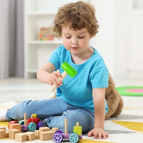 1Pcs Toy Hammer Simulation Wooden Hammers Plastic Toddler Hammer SmallPortable Kids Maintenance Tools Toys Pretend Fake Mallet Hammers for Boys Girls（Green） - Image 4