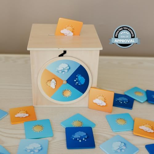 Weather Spin & Drop | Best Toys for 18 Months and Up, Explore The Weather, Educational Wooden Weather Toy, Changing Seasons, Toddler Science Toys, Weather Toys, Learning Through Play Preschool - Image 2